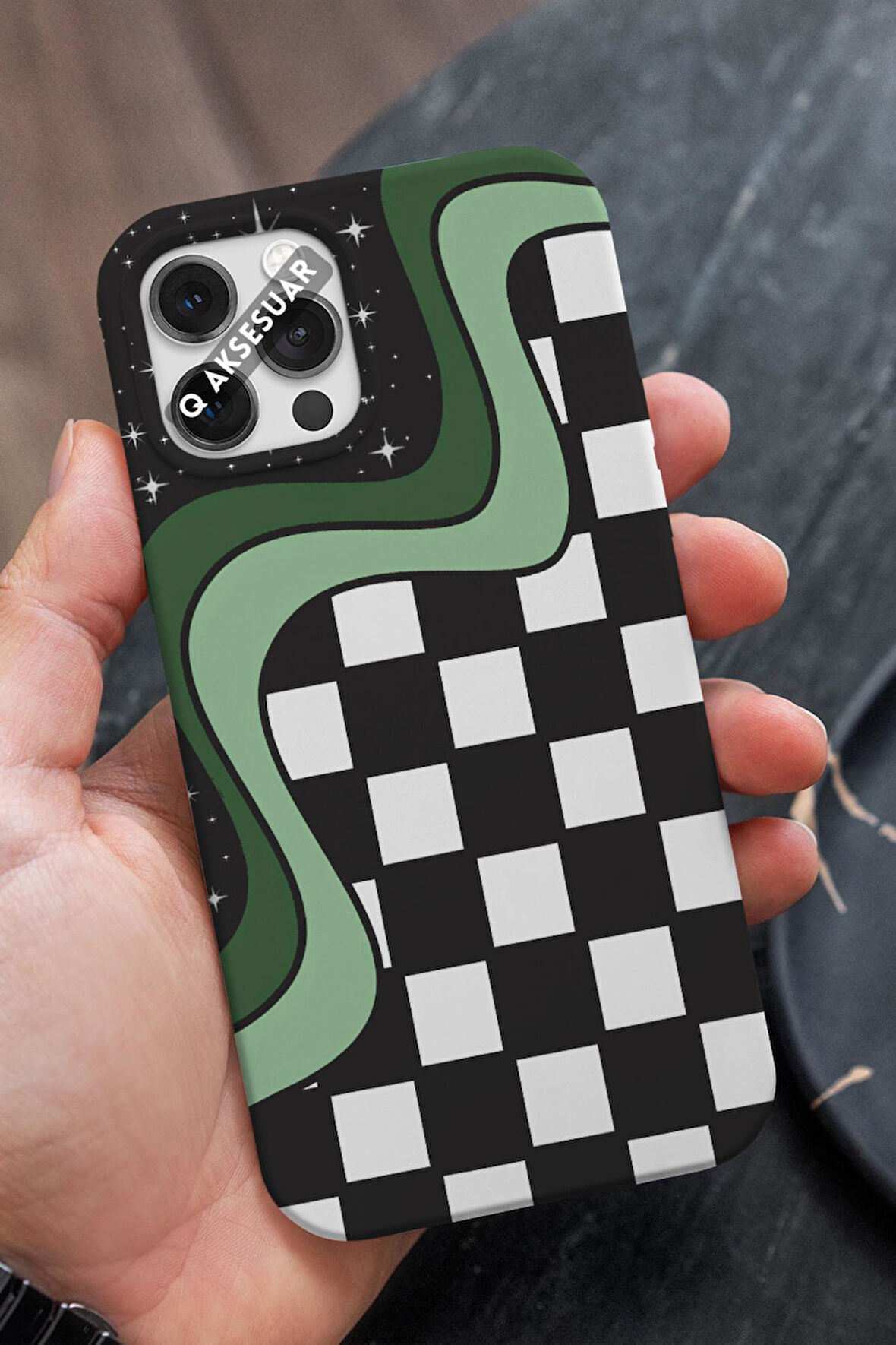 Huawei P30 Uyumlu Kareler Tasarımlı Premium Telefon Kılıfı