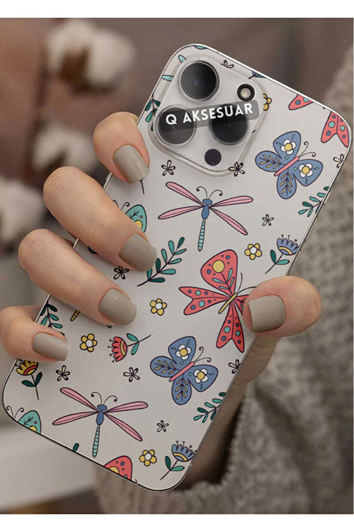 Huawei P30 Lite Uyumlu Renkli Kelebek Tasarımlı Şeffaf Telefon Kılıfı Kapak Case