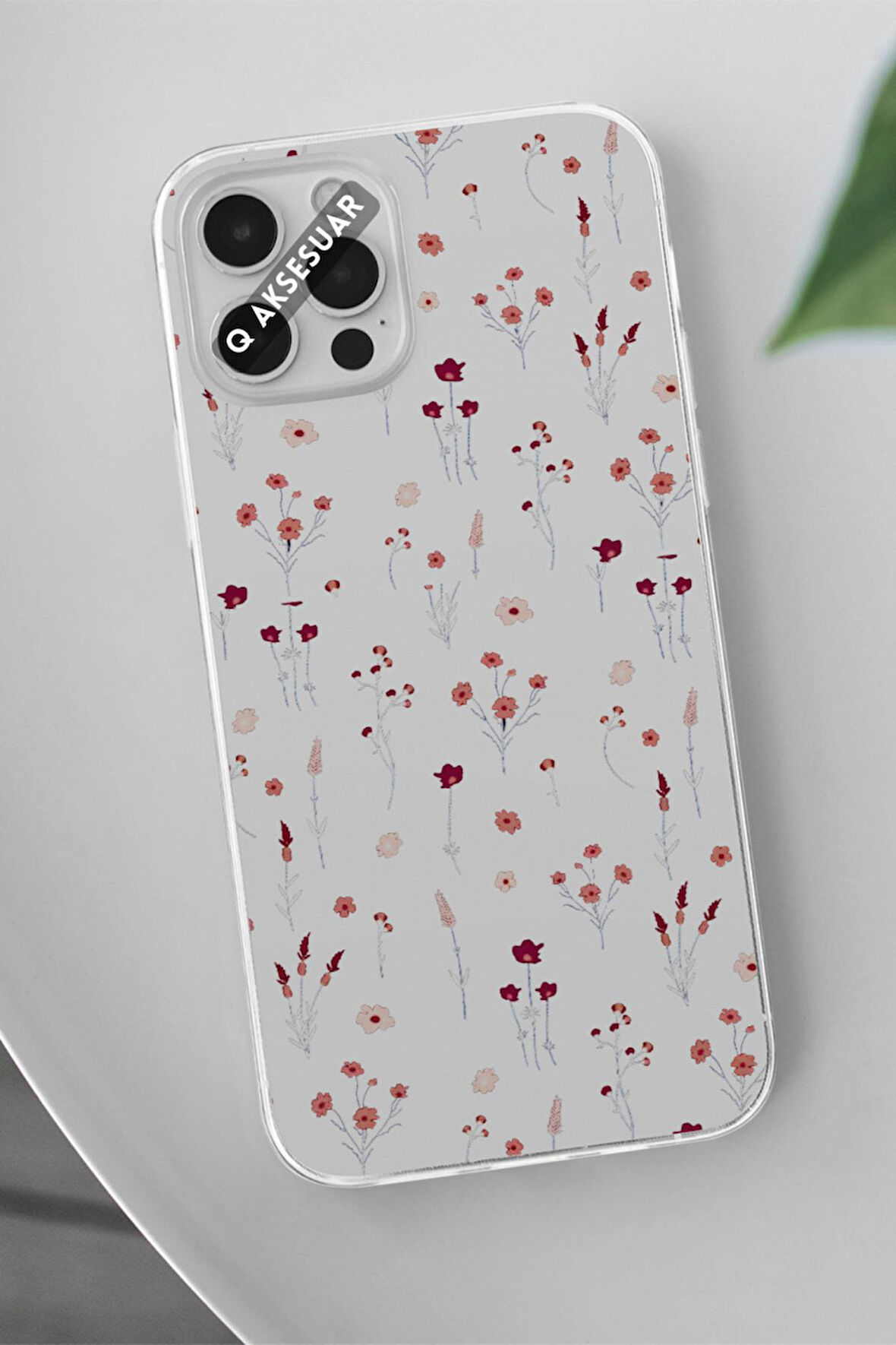 Huawei P40 Lite Uyumlu Çiçekler Tasarımlı Şeffaf Telefon Kılıfı