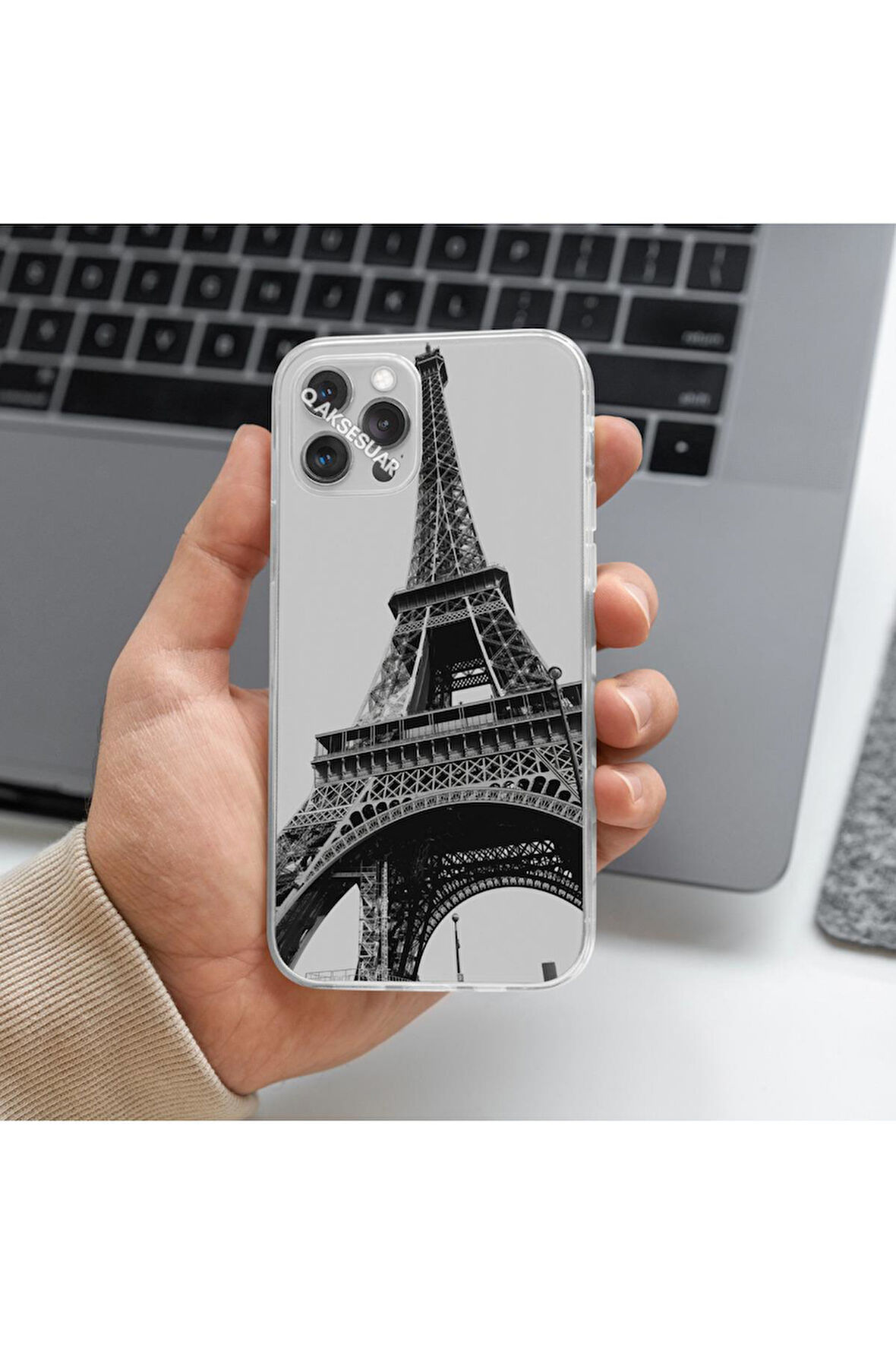 Huawei Y7 Prime 2019 Uyumlu Eyfel Kulesi Tasarımlı Premium Şeffaf Telefon Kılıfı