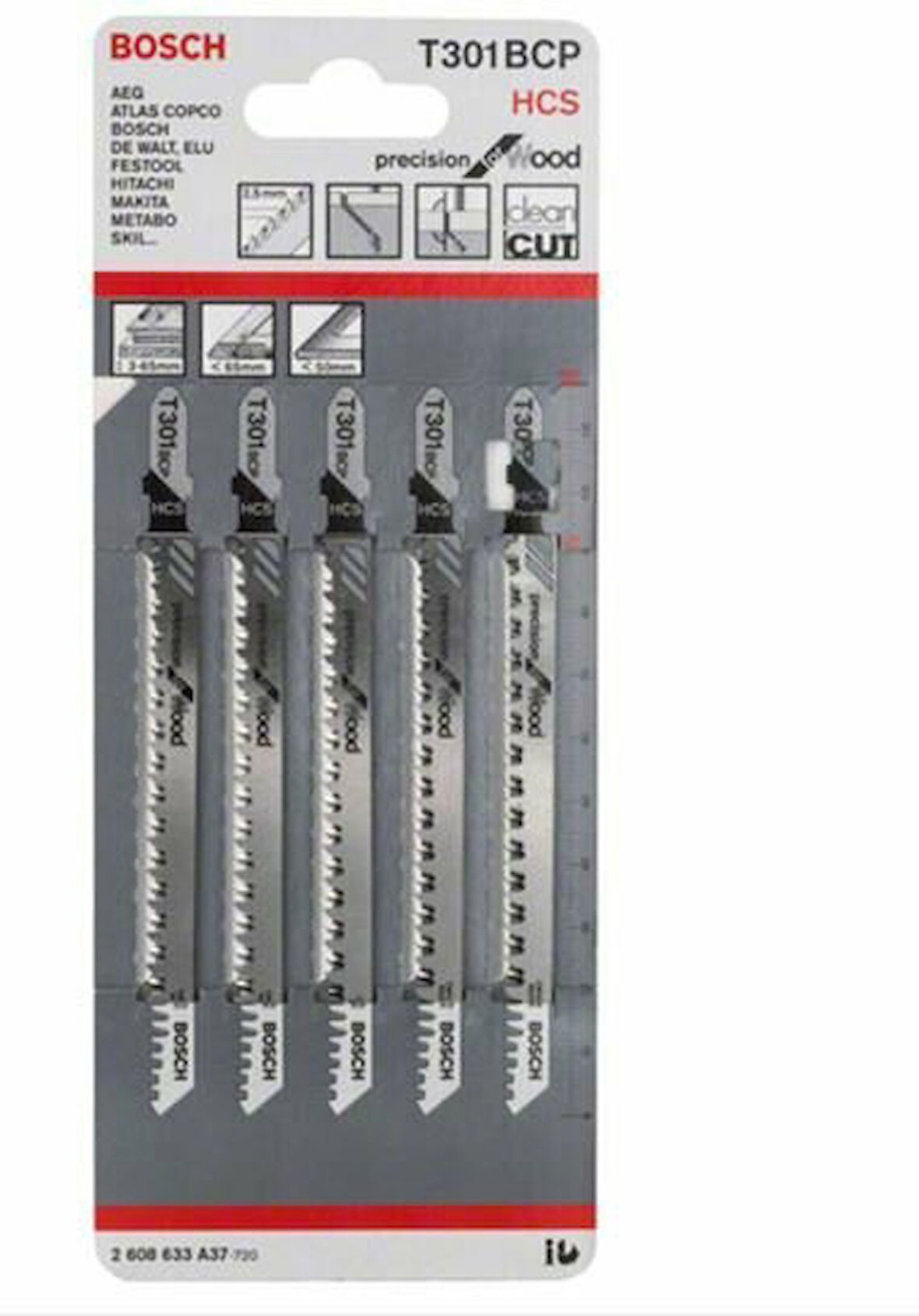 BOSCH Dekupaj Testere Bıçağı Agzı T 301 Bcp 5'Lı Hcs 