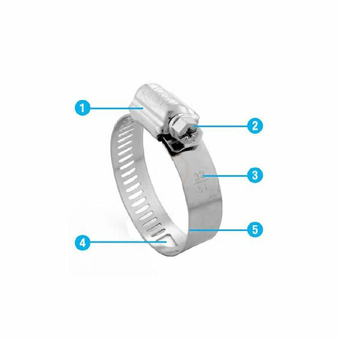 TORK 040060-101 B Tip 10 mm Band Ayarlı Hortum Kelepçesi 40-60