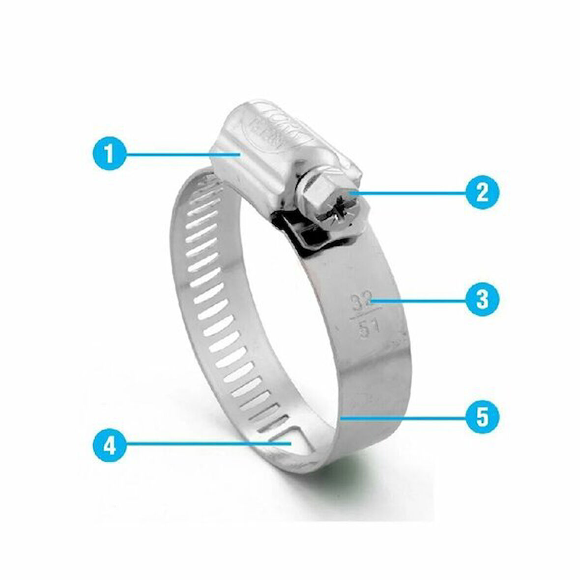 TORK 170190-101 C Tip 14 mm Ayarlı Hortum Kelepçesi 170-190 170190-101