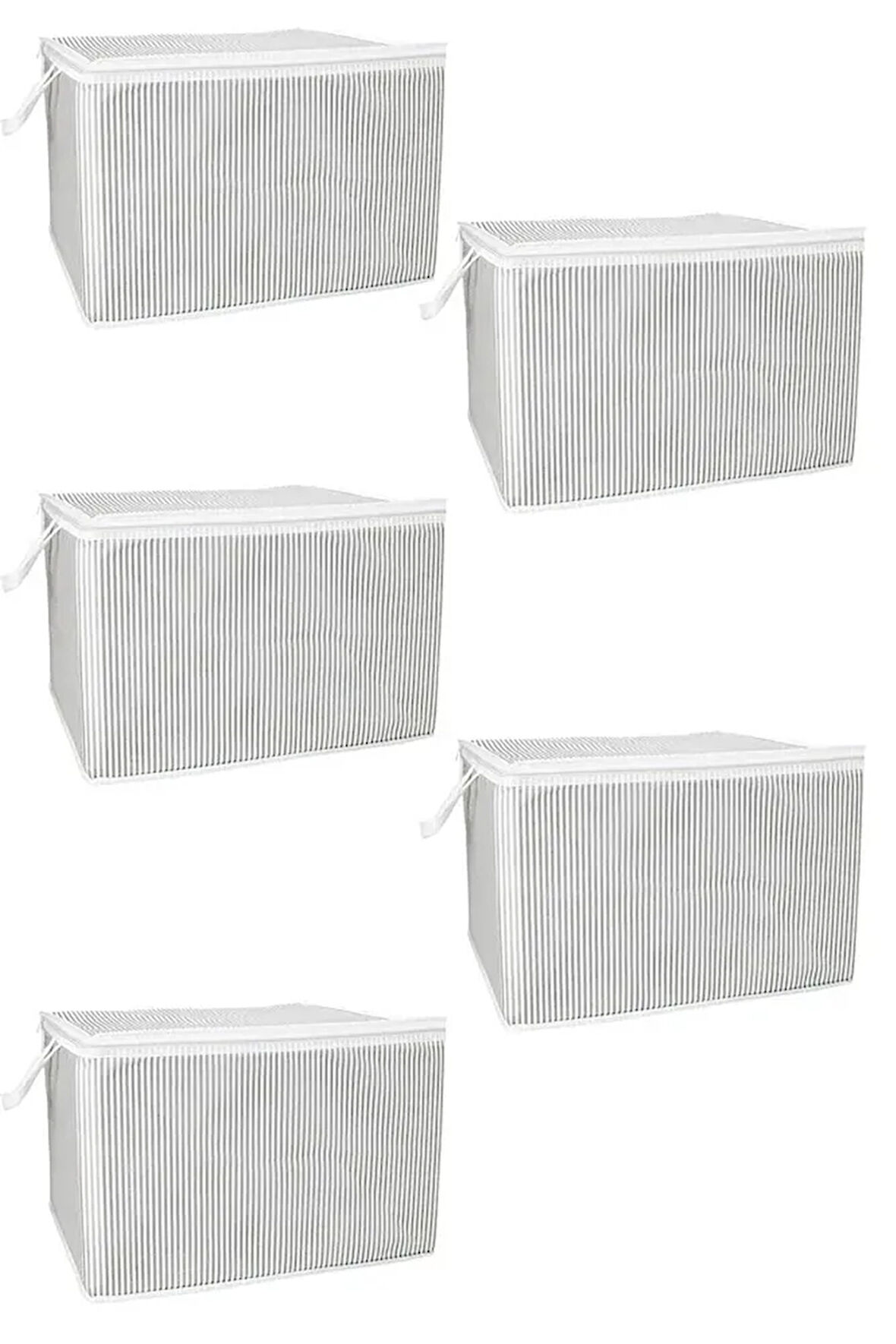 (5 ADET) Alas Gri Çizgili Fermuarlı Mini Boy Hurç Yastık-kazak-kıyafet Düzenleyici 45*40*30 Cm