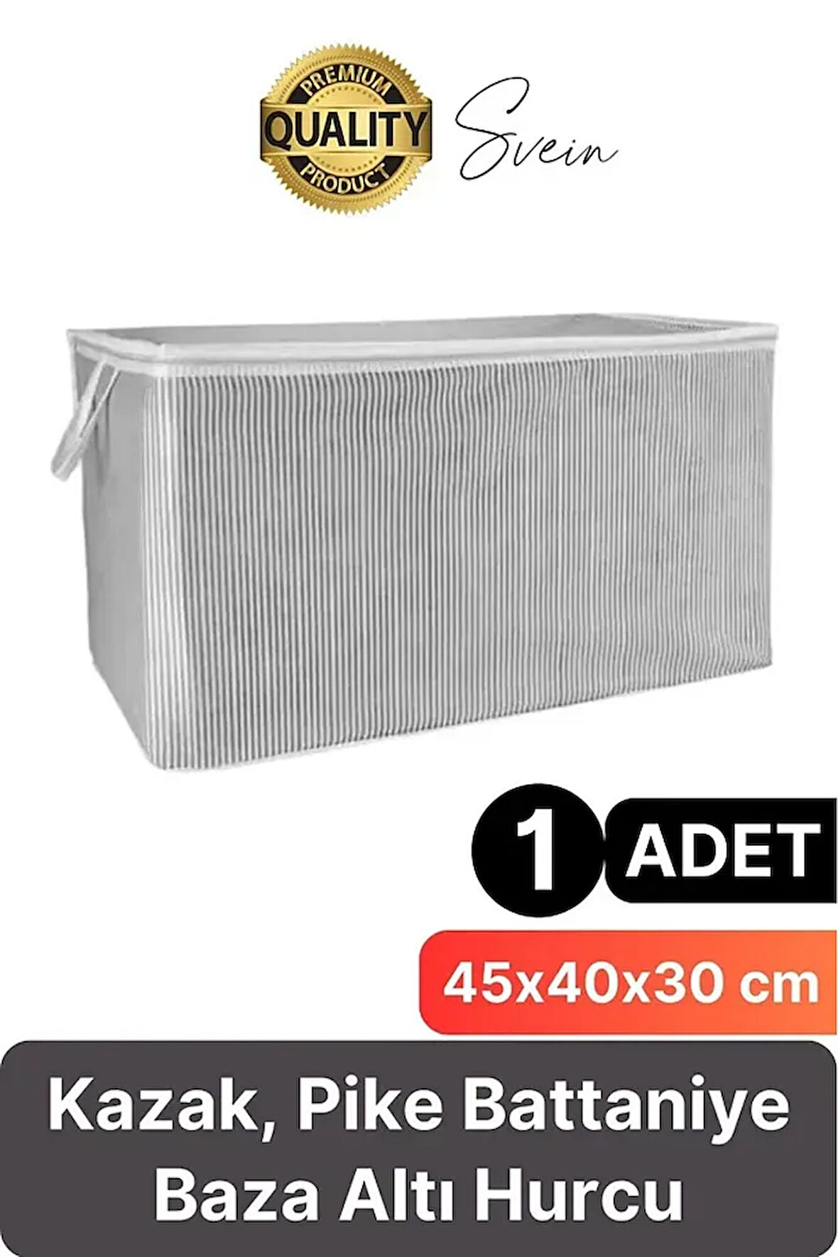 Alas Gri Çizgili Fermuarlı Mini Boy Hurç Yastık-kazak-kıyafet Düzenleyici 45*40*30 Cm