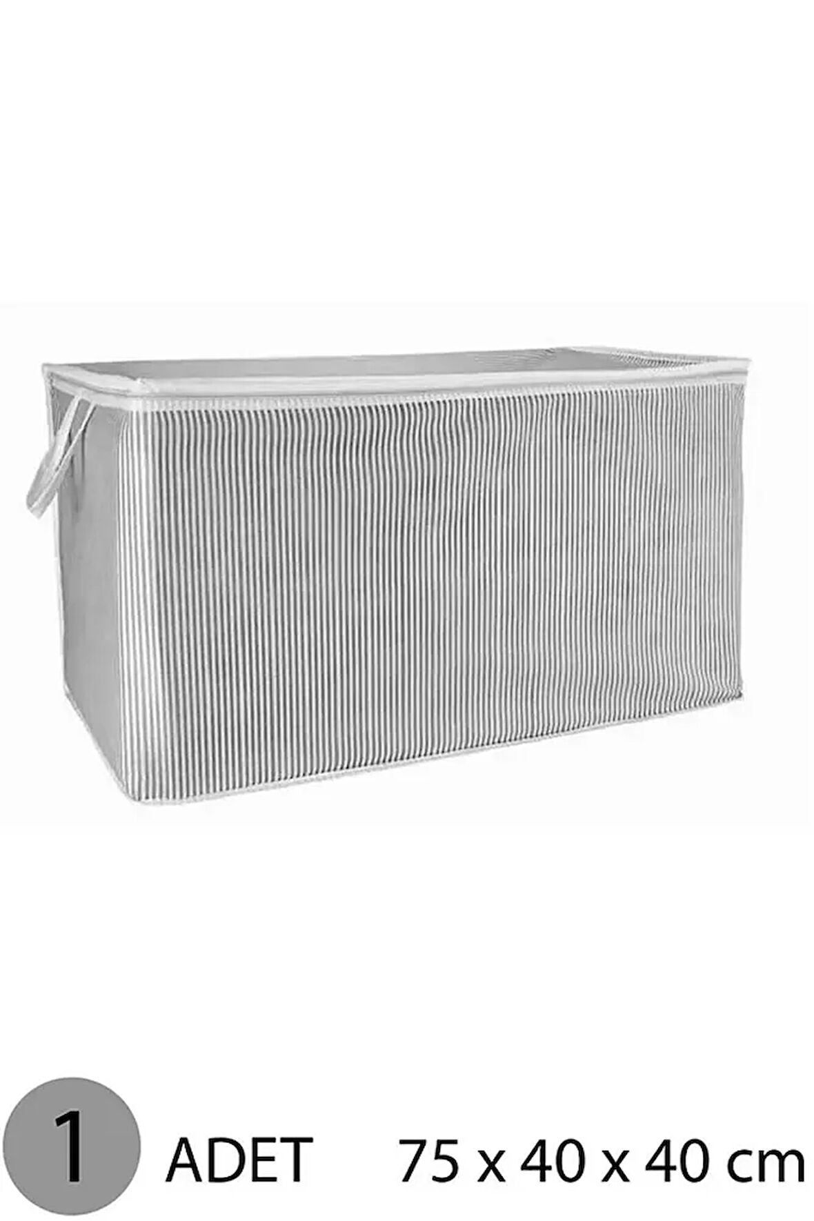 Alas Gri Çizgili Fermuarlı Maxi Boy Hurç Yastık-yorgan-kıyafet Düzenleyici 75*40*40 Cm