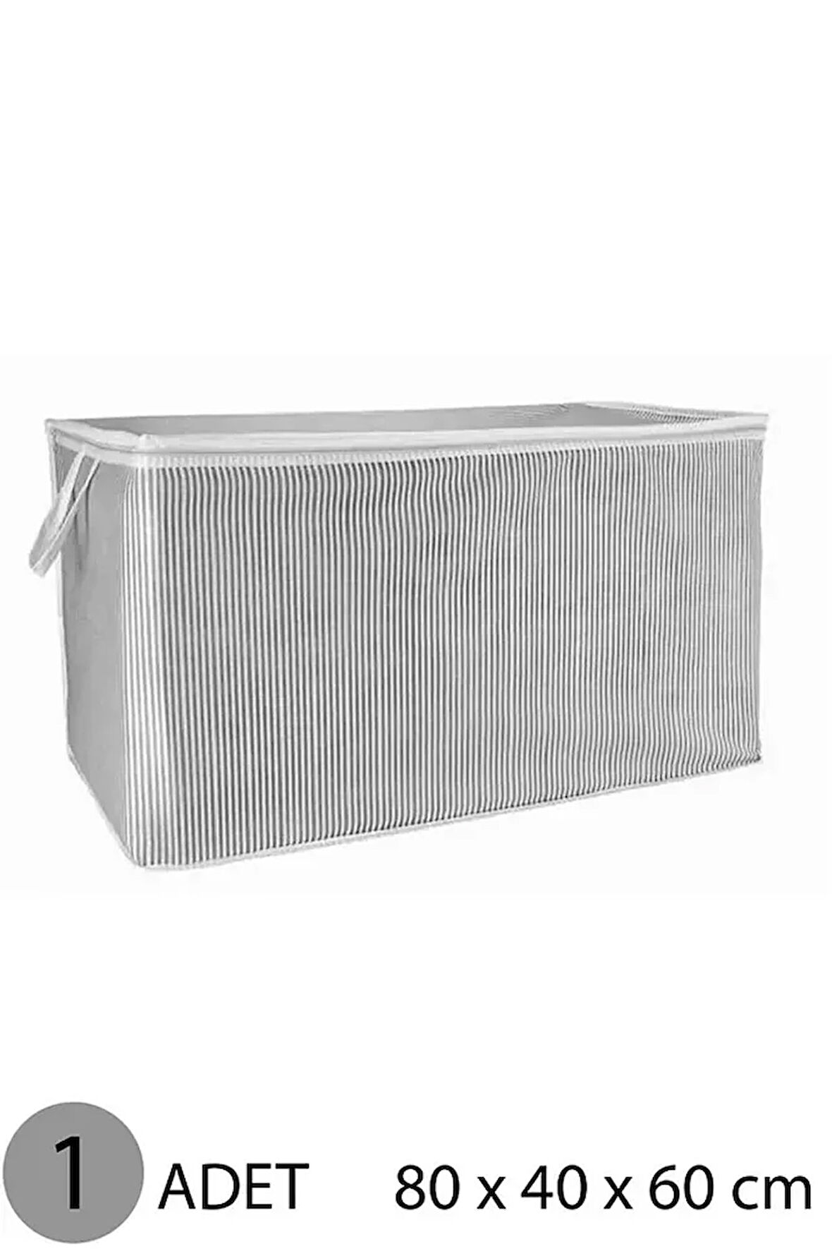 Alas Gri Çizgili Fermuarlı Mega Boy Hurç Yastık-yorgan-kıyafet Düzenleyici 80*40*60 Cm