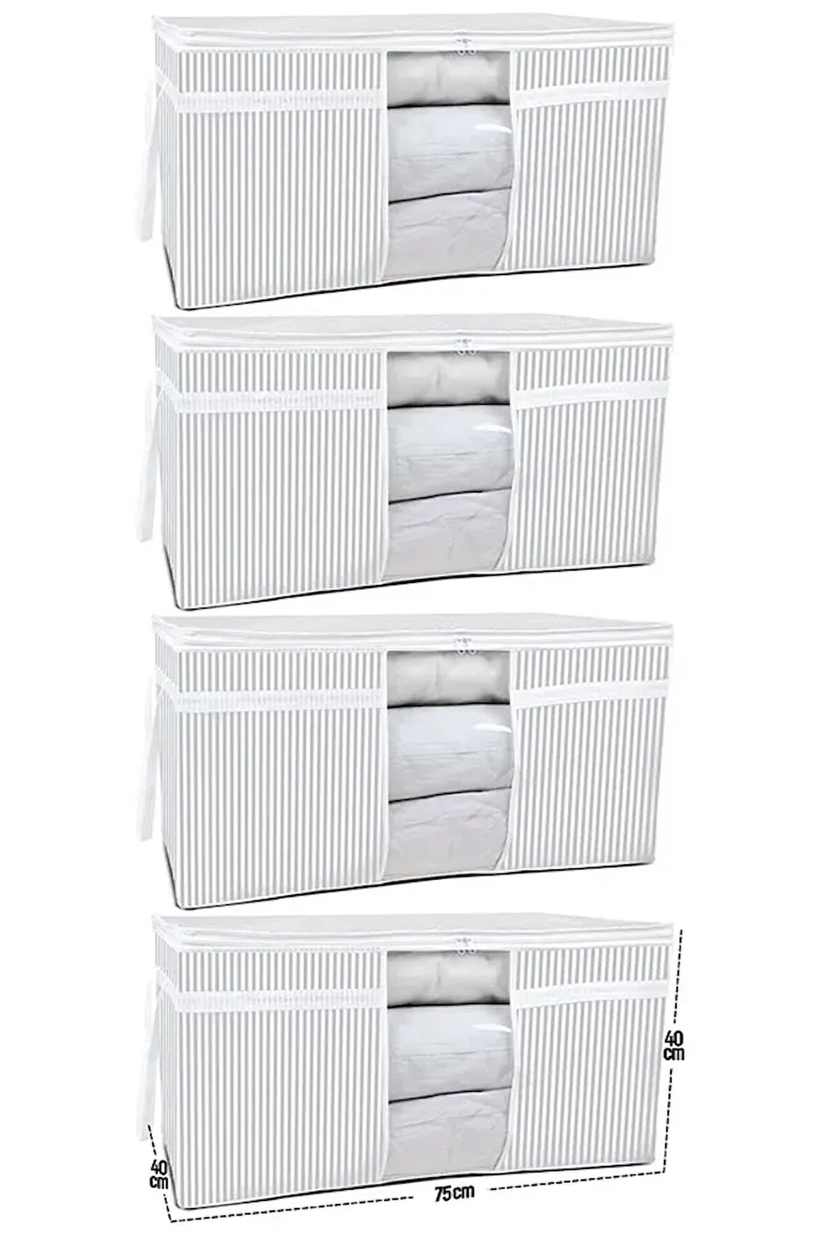 (4 ADET) ALAS Pencereli Yastık Yorgan Hurcu Büyük Boy 75x40x40 Cm