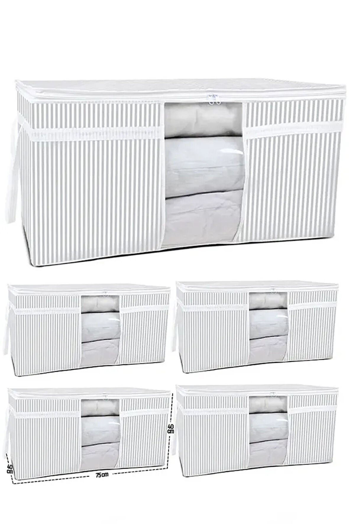 (5 ADET) ALAS Pencereli Yastık Yorgan Hurcu Büyük Boy 75x40x40 Cm