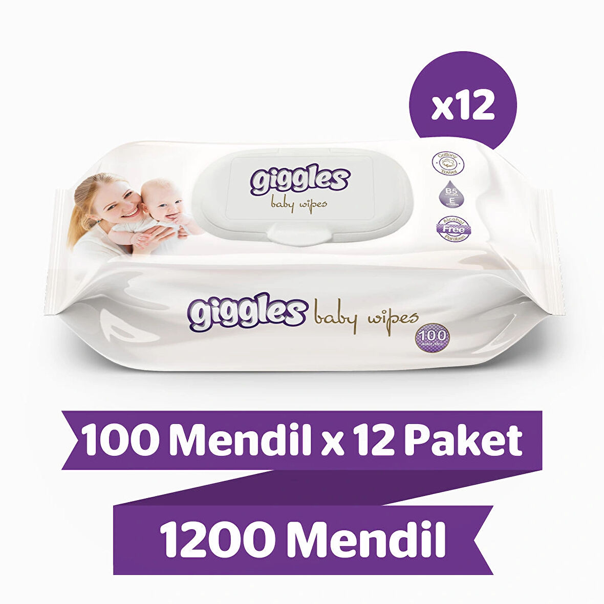 Giggles Baby Wipes Islak Havlu 100'lü 12 Paket 1200 Mendil