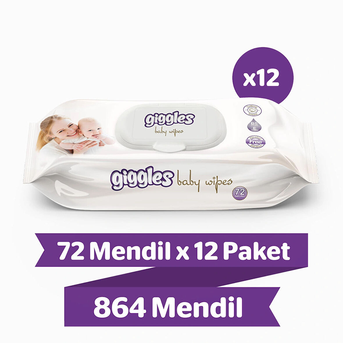 Giggles Baby Wipes Islak Havlu 72'li 12 Paket 864 Mendil