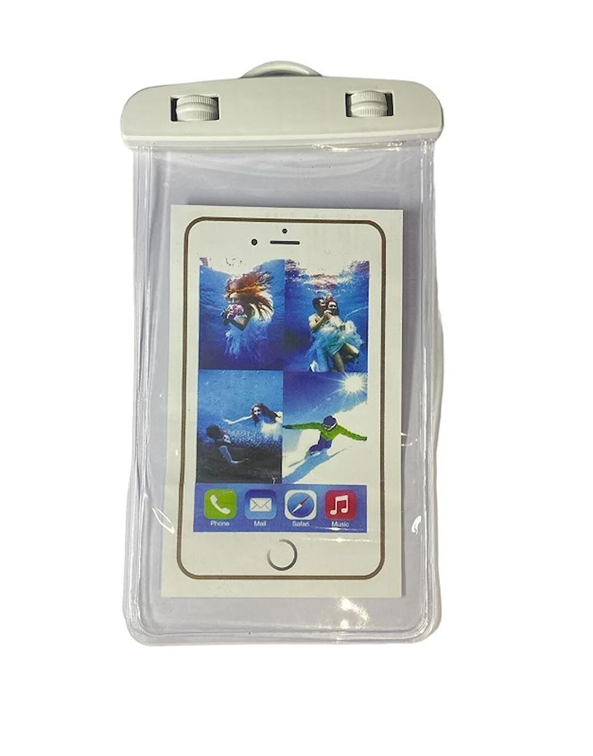 Waterproof Universal Su Gecirmez Su Alti Dokunmatik Telefon Kilifi, Boyun Askili, Deniz, Havuz Icin Kilif BEYAZ