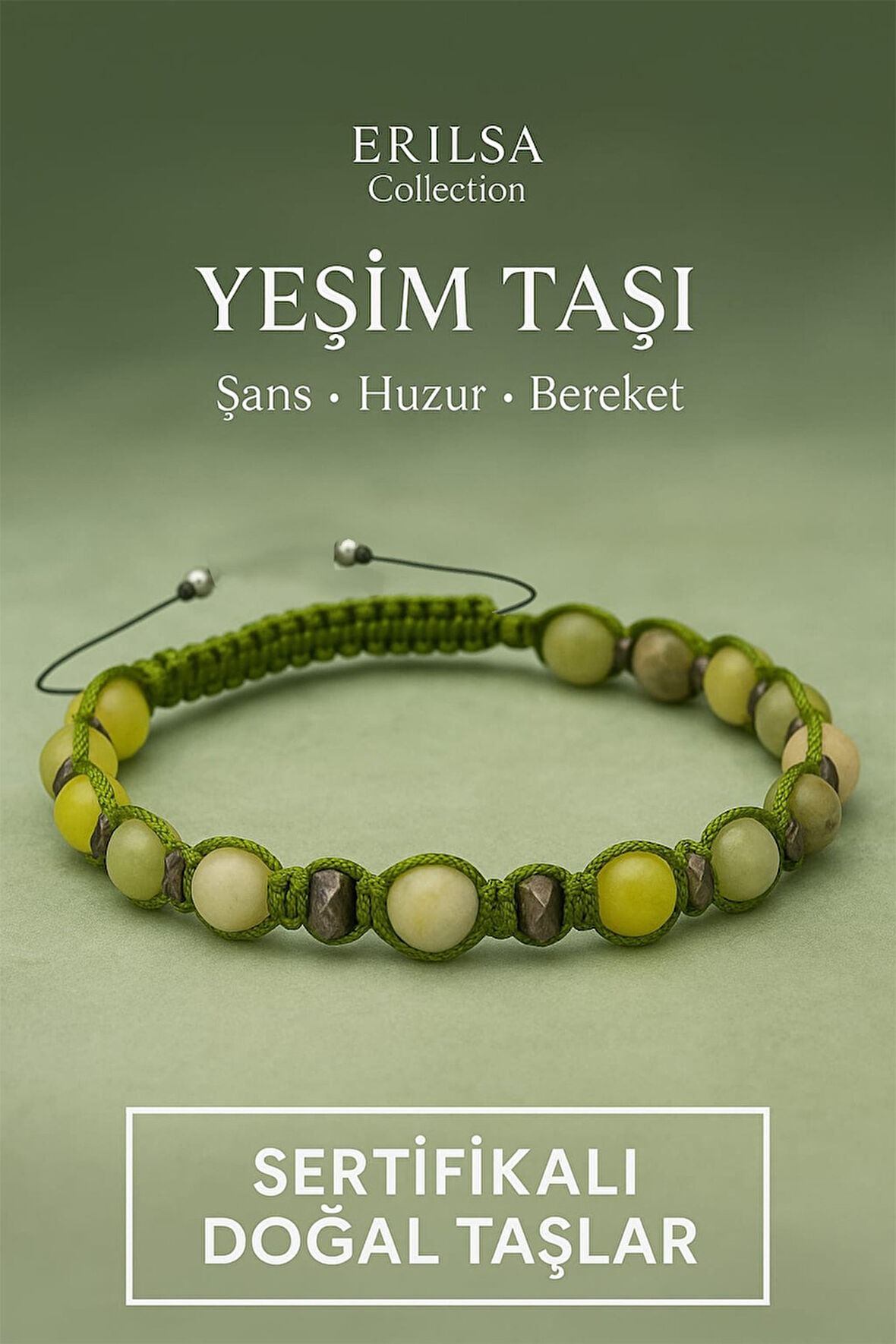 Sertifikalı Yeşim ve Terahertz Doğal Taş Bileklik – Şans, Huzur ve Bereketin Uyumlu Gücü