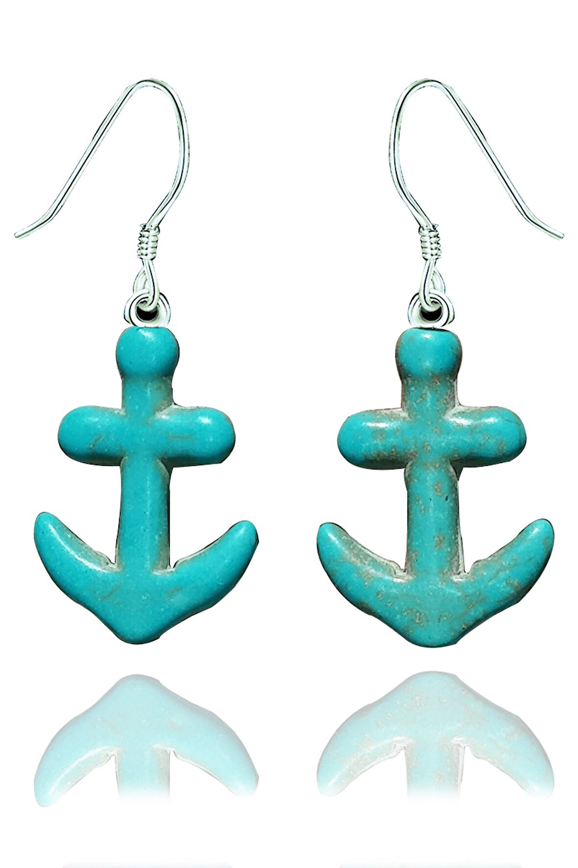 Sertifikalı Çapa Model Gerçek Firuze Taşı Küpe (Turkuaz Taşı)