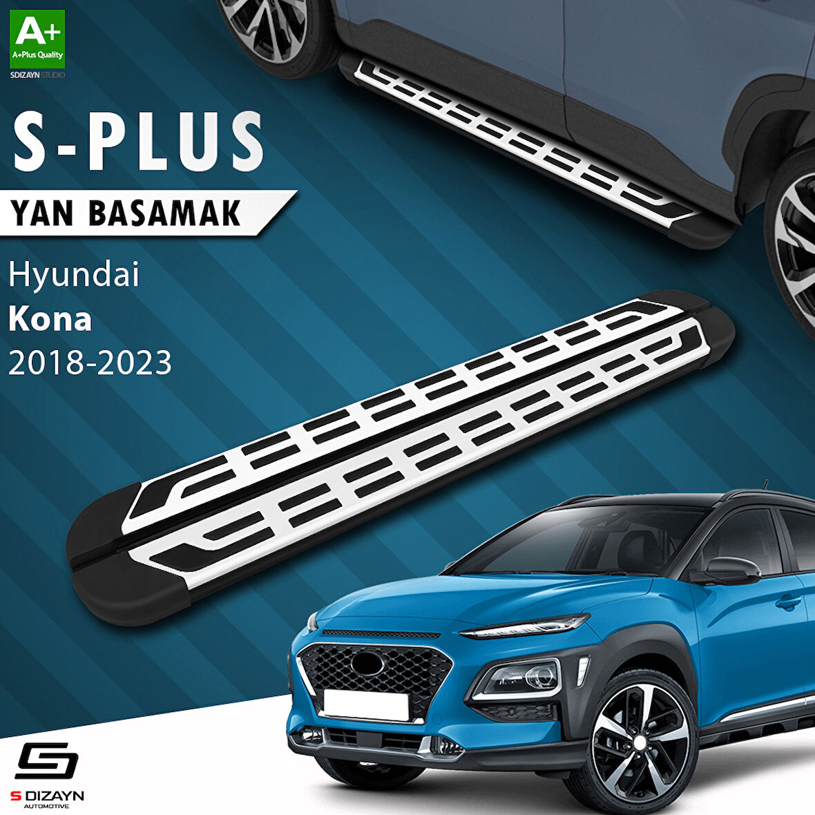 S-Dizayn Hyundai Kona S-Plus Gri Yan Basamak 173 Cm 2018-2023 A+ Kalite