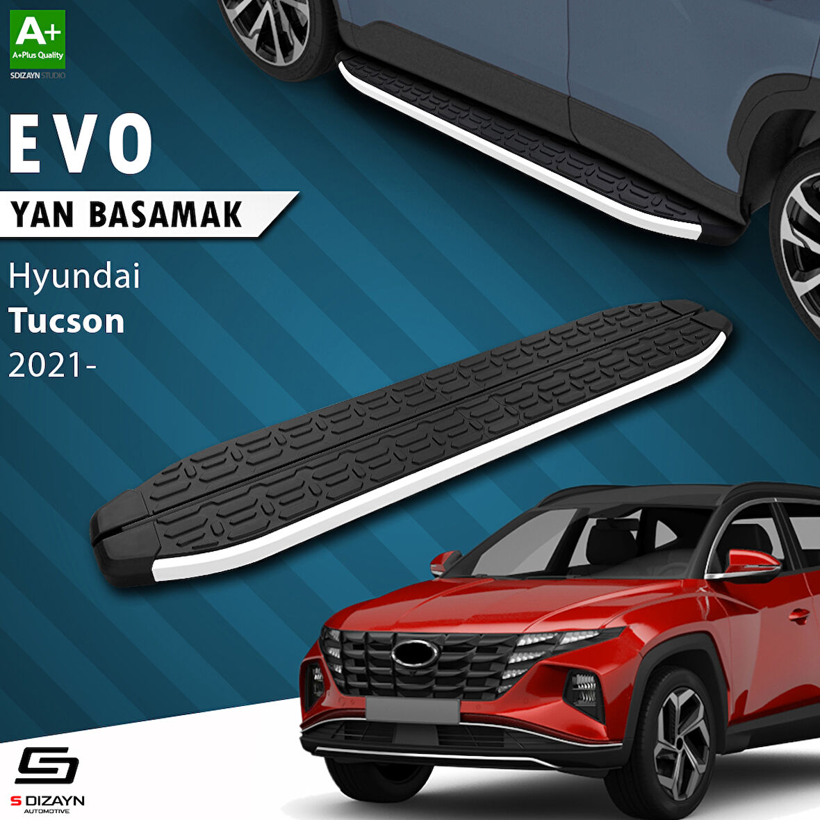 S-Dizayn Hyundai Tucson 4 Evo Aluminyum Yan Basamak 173 Cm 2021-2024 A+ Kalite