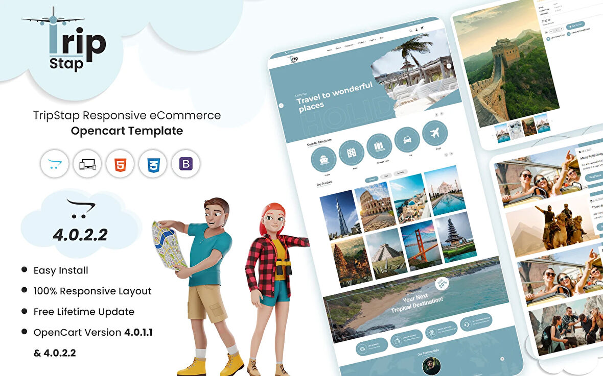 Tripstap - Tour, Hotels, Travels OpenCard Teması