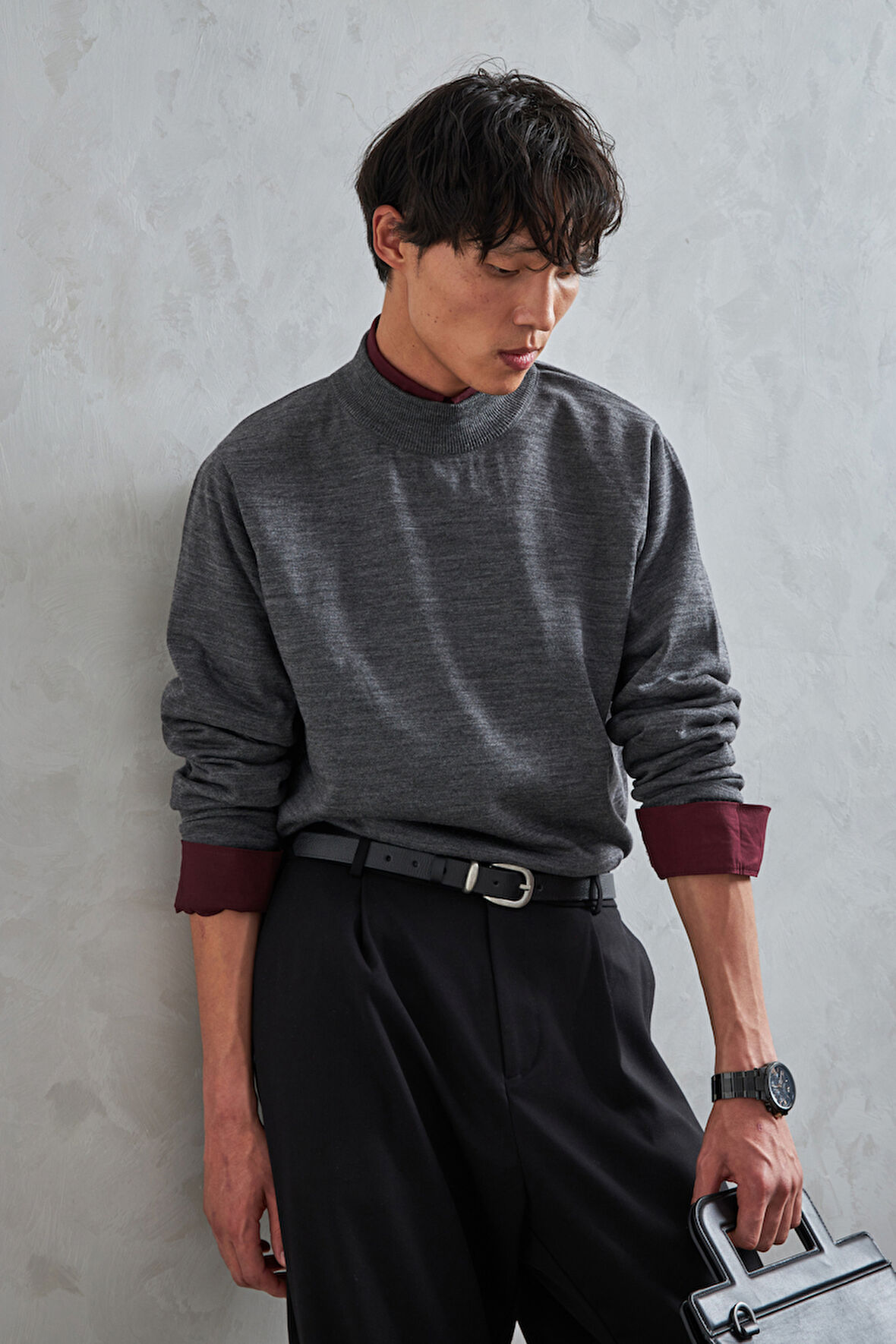 Erkek Yarım Balıkçı Oversize Basıc Triko Kazak