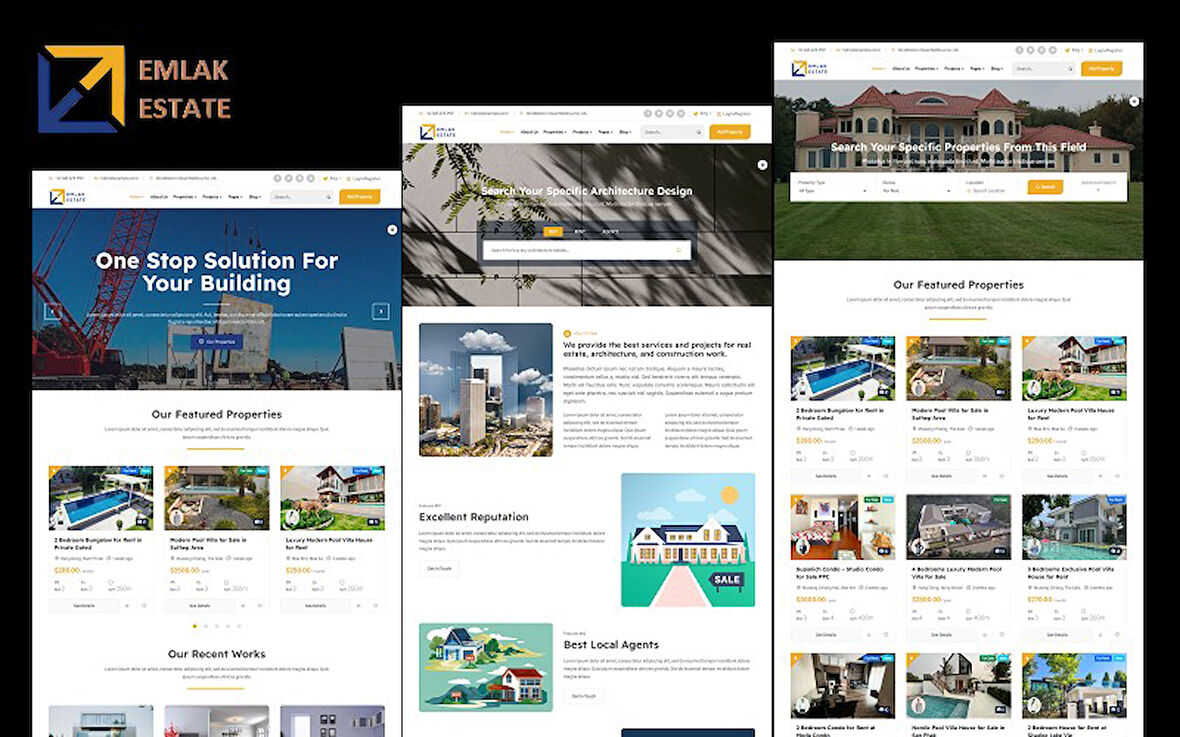 Emlak - Real Estate, Architecture, and Construction Wordpress Teması