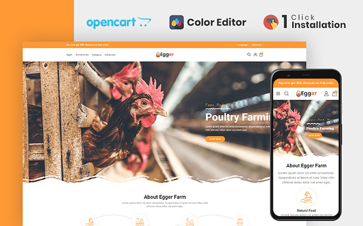 Egger - Poultry and Farm OpenCard Teması