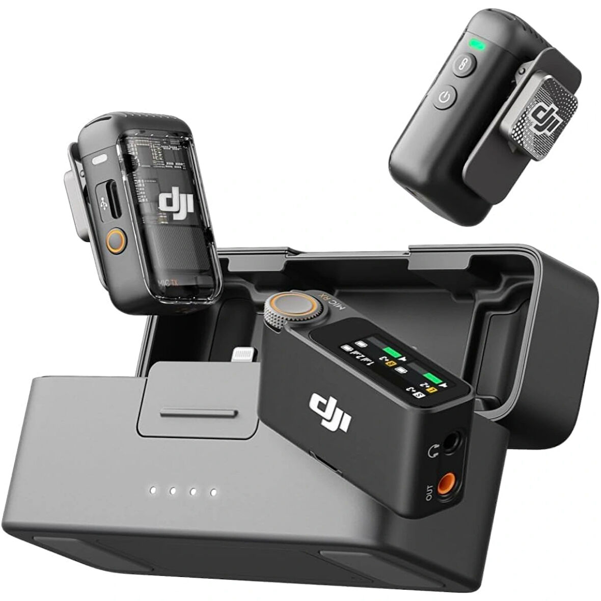 Dinamik Mic 2 (2 TX + 1 RX + Charging Case)-Gürültü Engelleme, Dokunmaktik ekran, Mikrofon