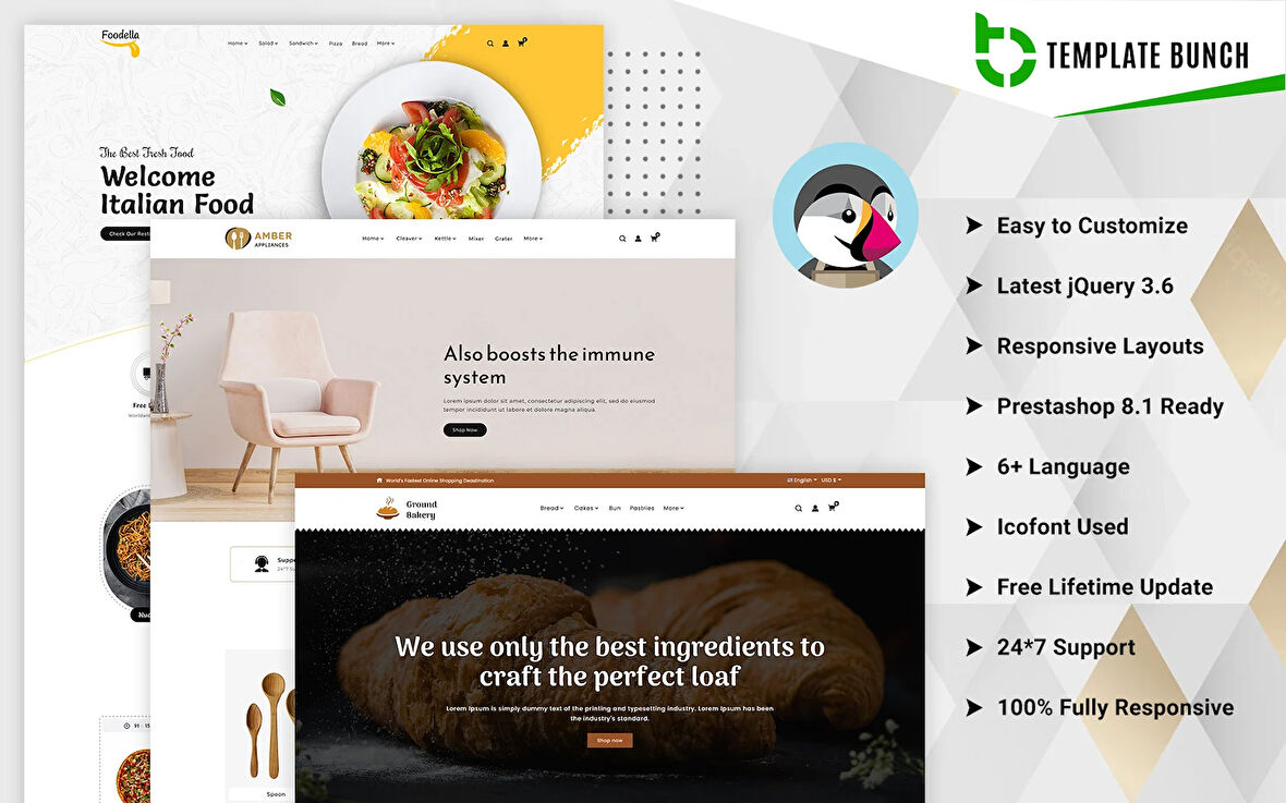 Amber - Home and Bakery with Food PrestaShop Teması