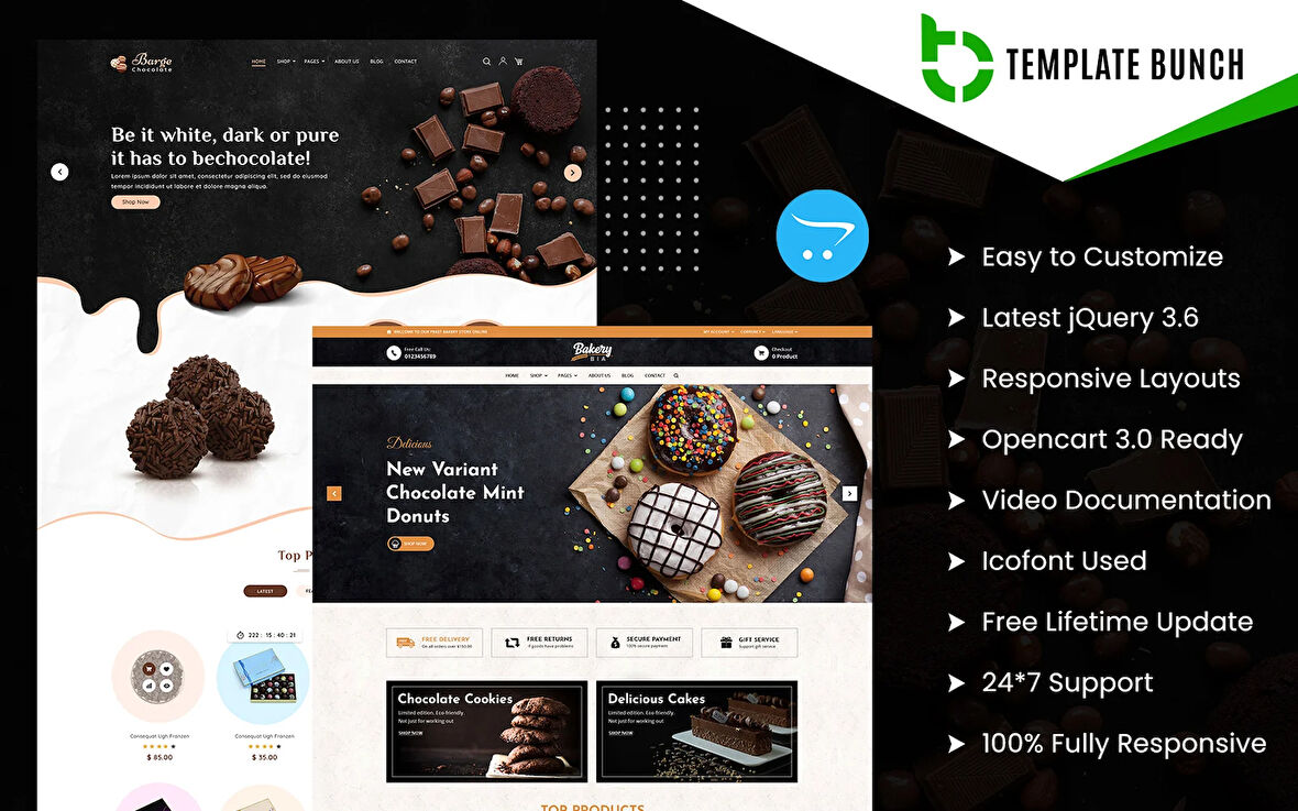 BargeBaker - Chocolate and Bakery OpenCard Teması