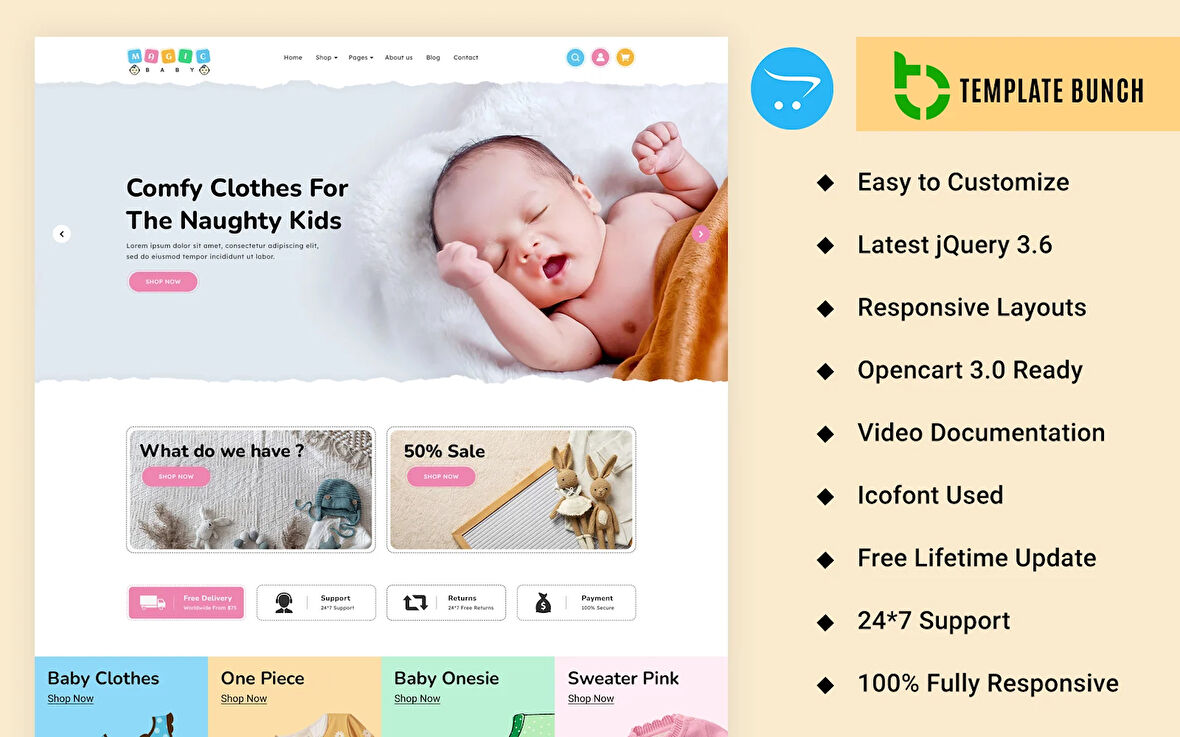 Magic - Baby Cloths OpenCard Teması