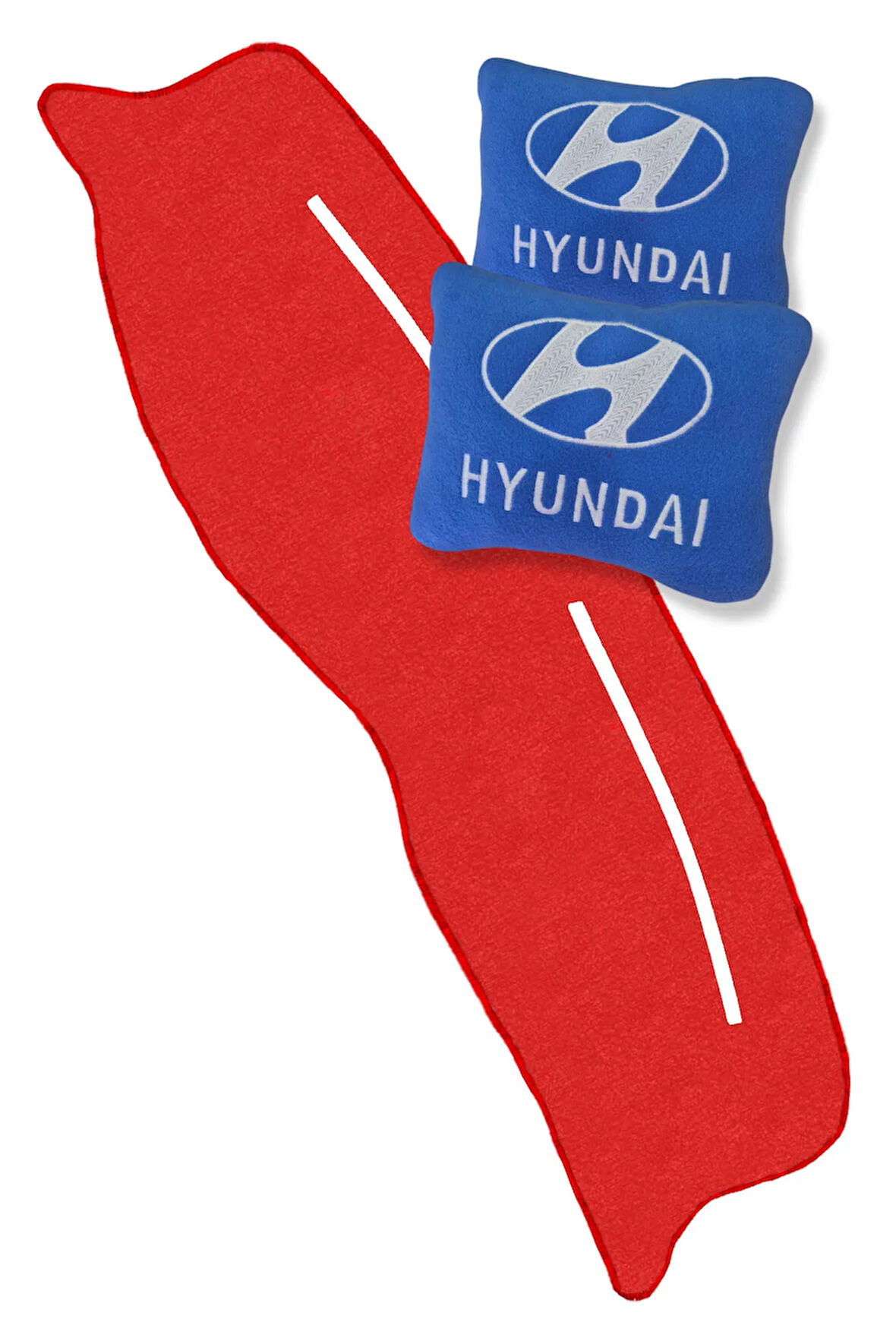 Hyundai Accent Yumurta Kasa Kırmızı Torpido Koruma Halısı | Hyundai Nakışlı Mavi Polar Oto Yastık
