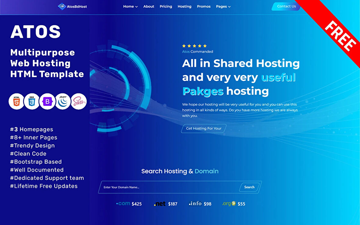 Atos - Web Hosting HTML&CSS Teması