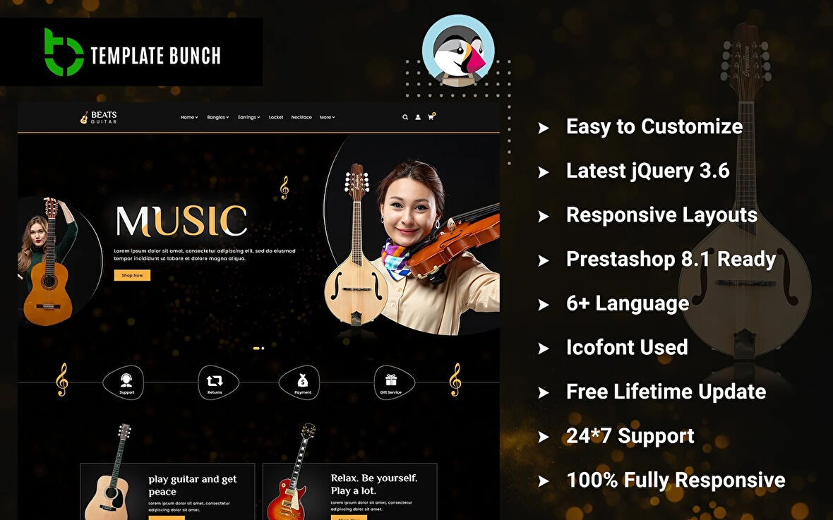 Beats Guitar - Music PrestaShop Teması