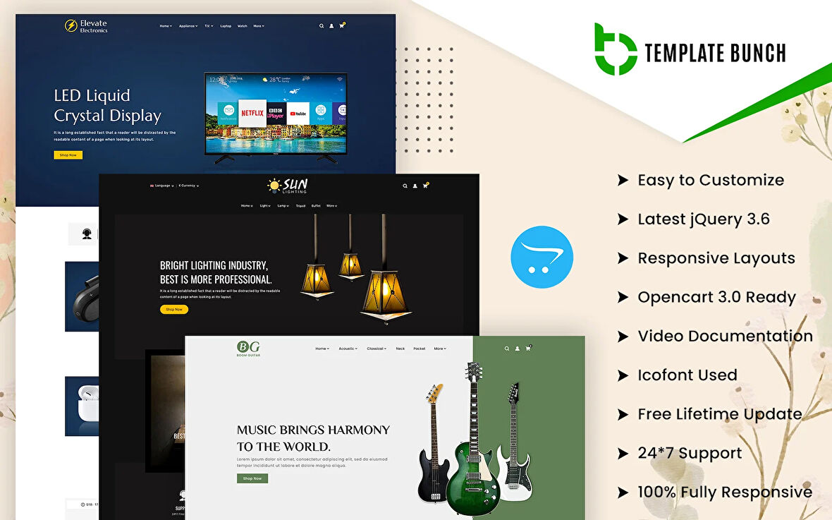 Elevate - Electronics and Lighting with Guitar OpenCard Teması
