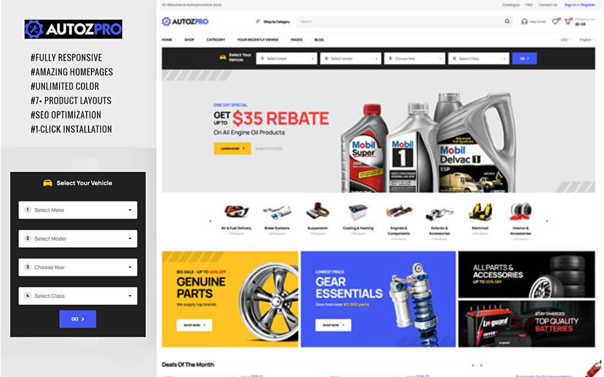 Autozpro - Parts Cars Store PrestaShop Teması
