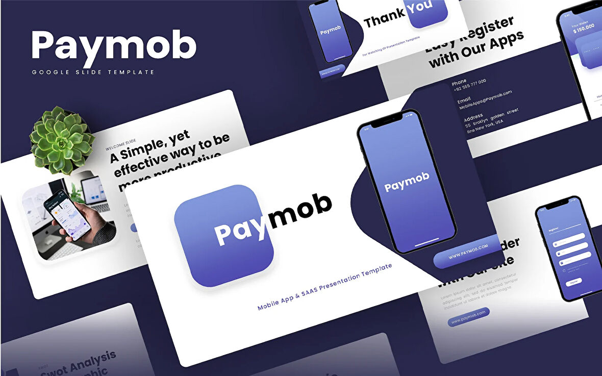 Paymob – Mobile App & SAAS Google Slides Teması