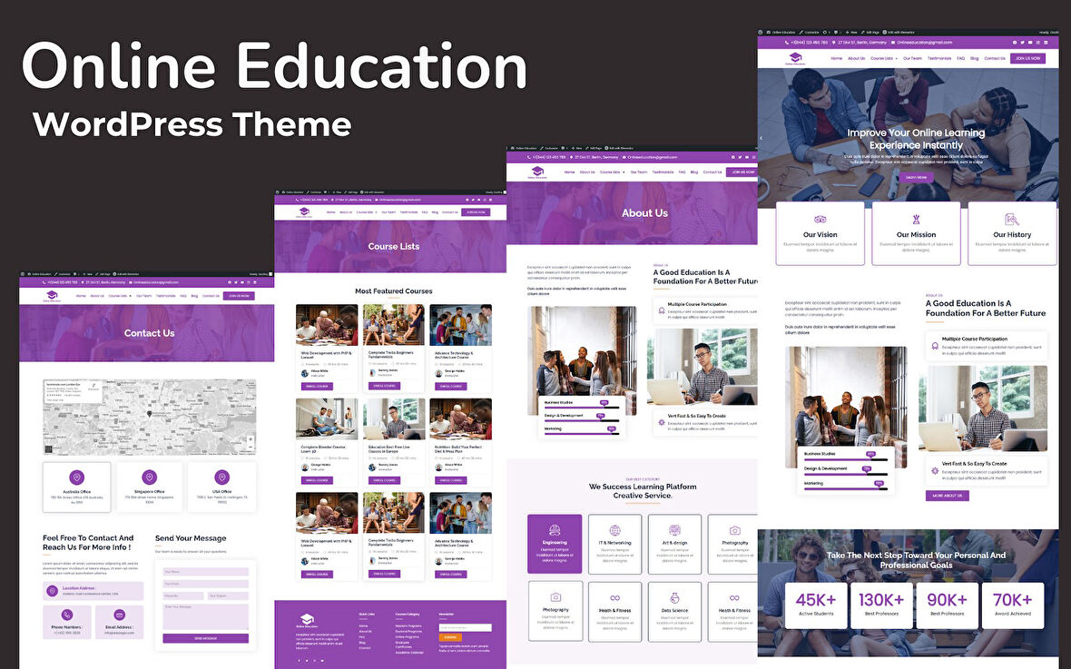 Online Education- School, College, University, and Online Course Education Wordpress Teması