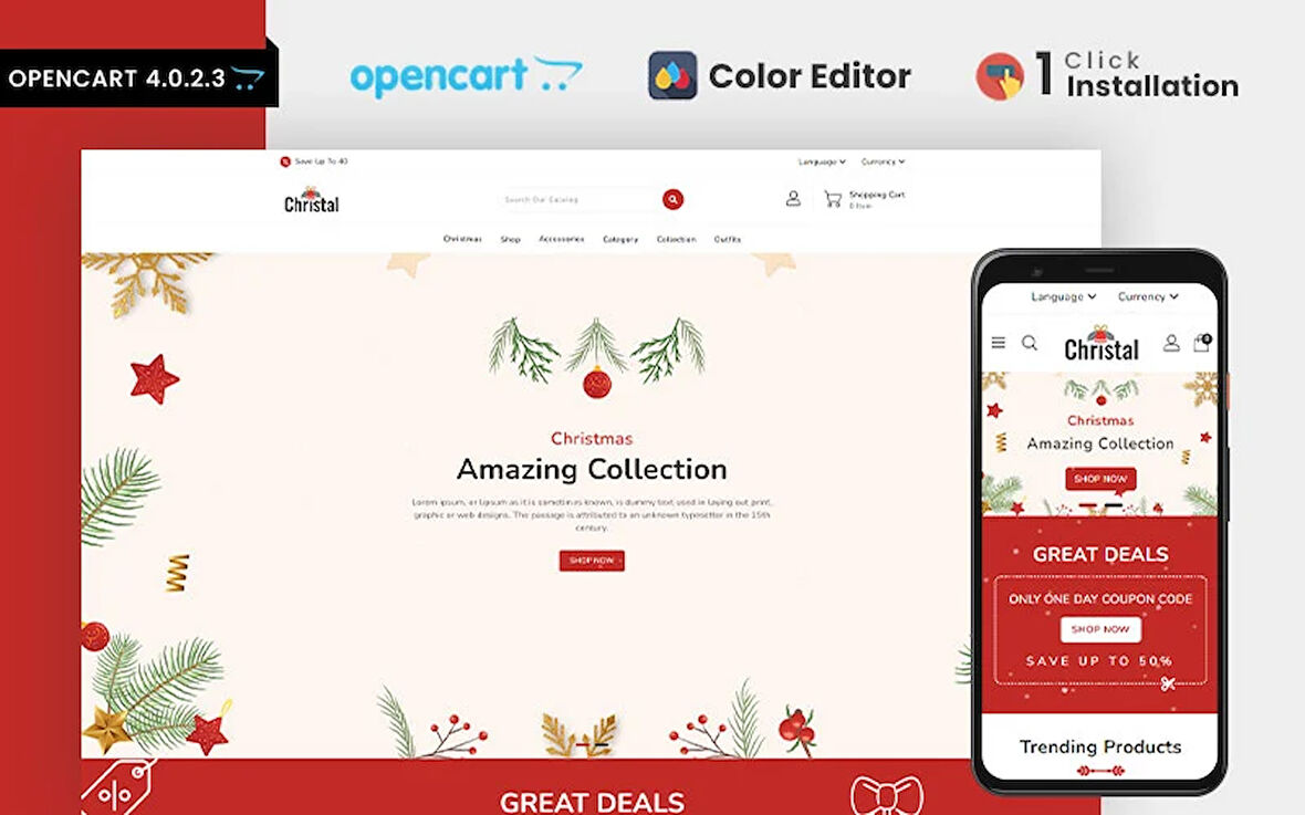 Christal - Christmas Store OpenCard Teması