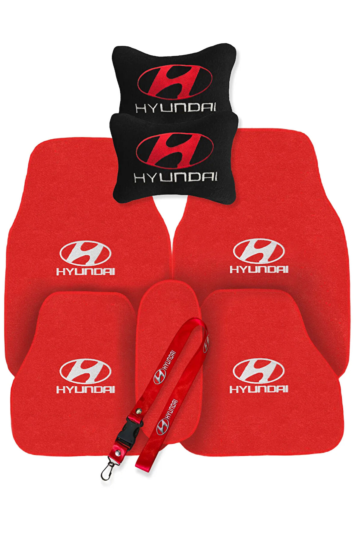 Hyundai Nakış İşlemeli Oto Halı Paspas | Hyundai Araç Seyahat Oto Boyun Yastığı & Oto Ayna Askısı