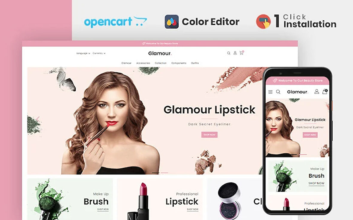 Glamour - Cosmetics Store OpenCard Teması