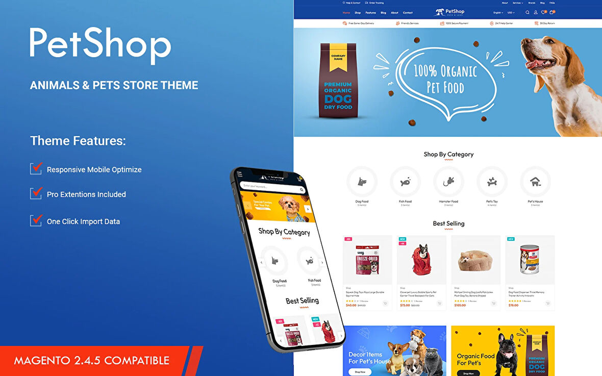 Petshop - Animals and Pets Store Magento Teması