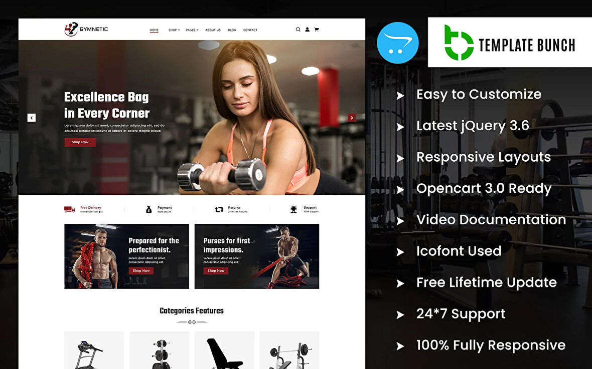 Gymnetic - Sports Shop OpenCard Teması