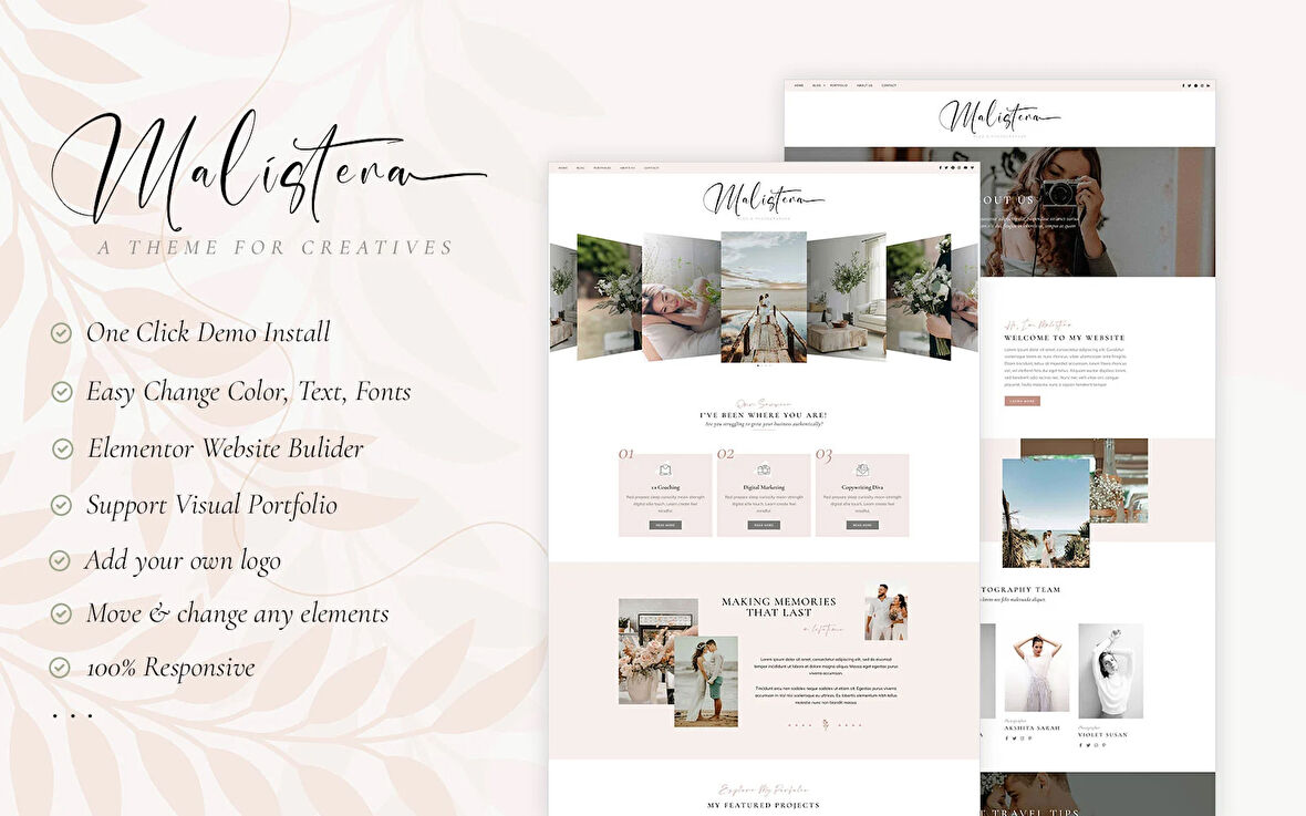 Malistena - Blog & Photographer Wordpress Teması