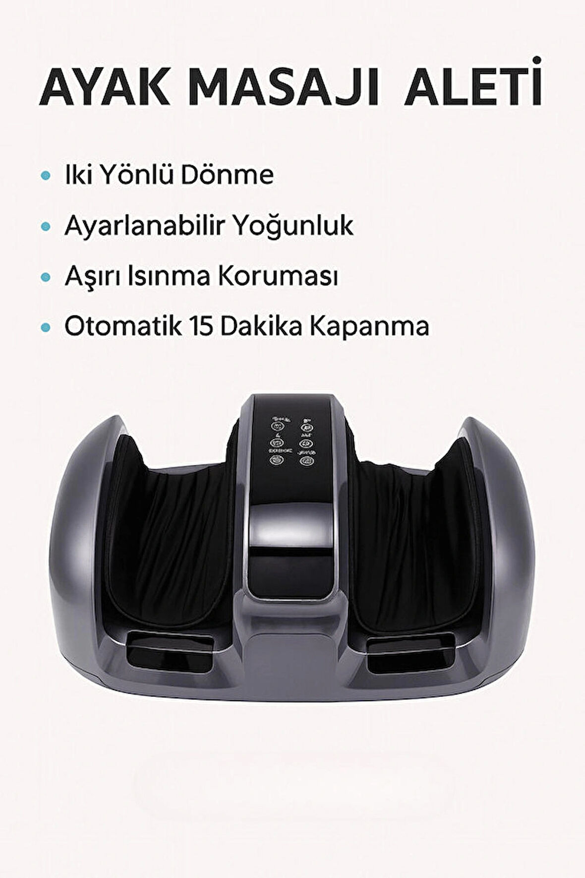 Çift Yönlü Ayak Masaj Aleti – Ayarlanabilir Yoğunluk, Aşırı Isınma Koruması, 15 Dakika Otomatik Kapanma