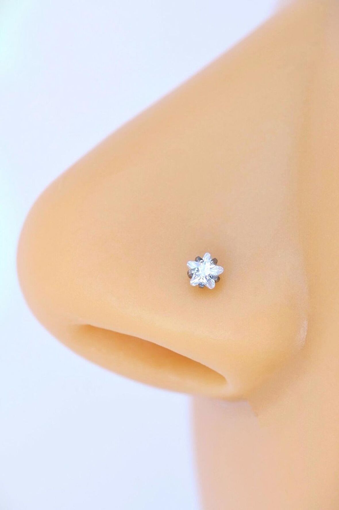 316 L Çelik 3 mm Yıldız Tektaş Hızma Burun Piercingi Gümüş Renk