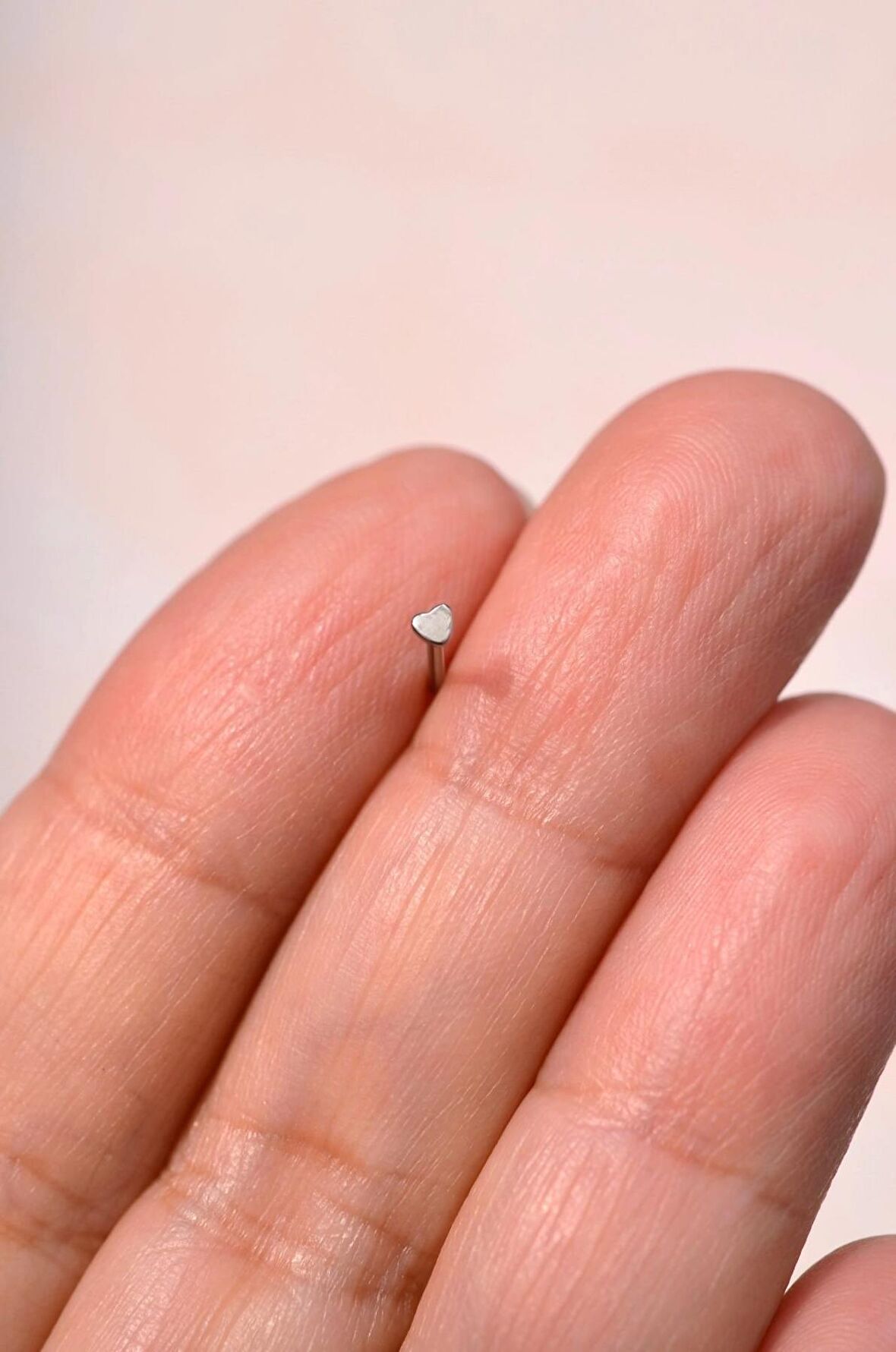 316 L Çelik Mini Kalpli Hızma Burun Piercingi Gümüş Renk