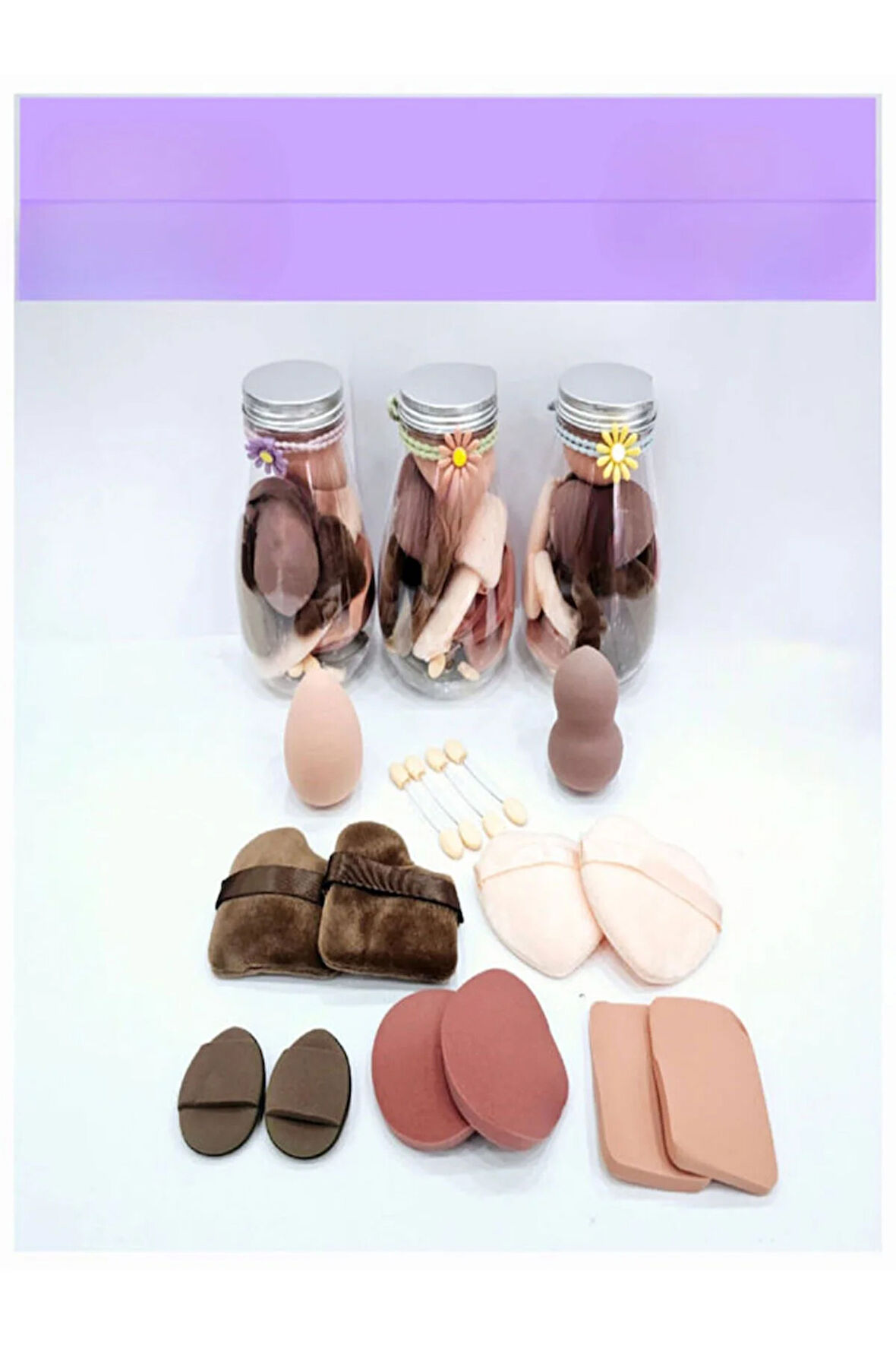 16 Parça Kavanoz Kutulu Makyaj Sünger Seti