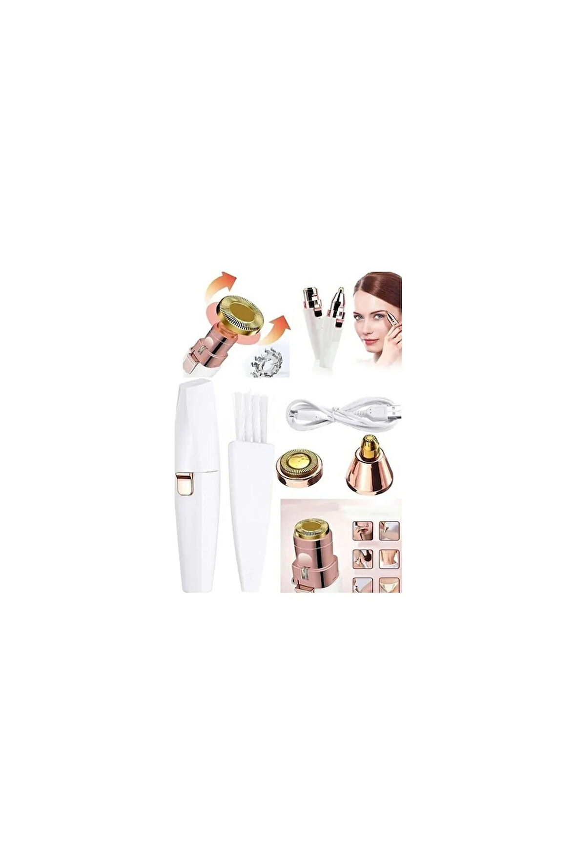 2 Başlıklı Yüz Tüy Alıcı Kaş Bıyık Kıl Epilasyon Aleti Şarjlı