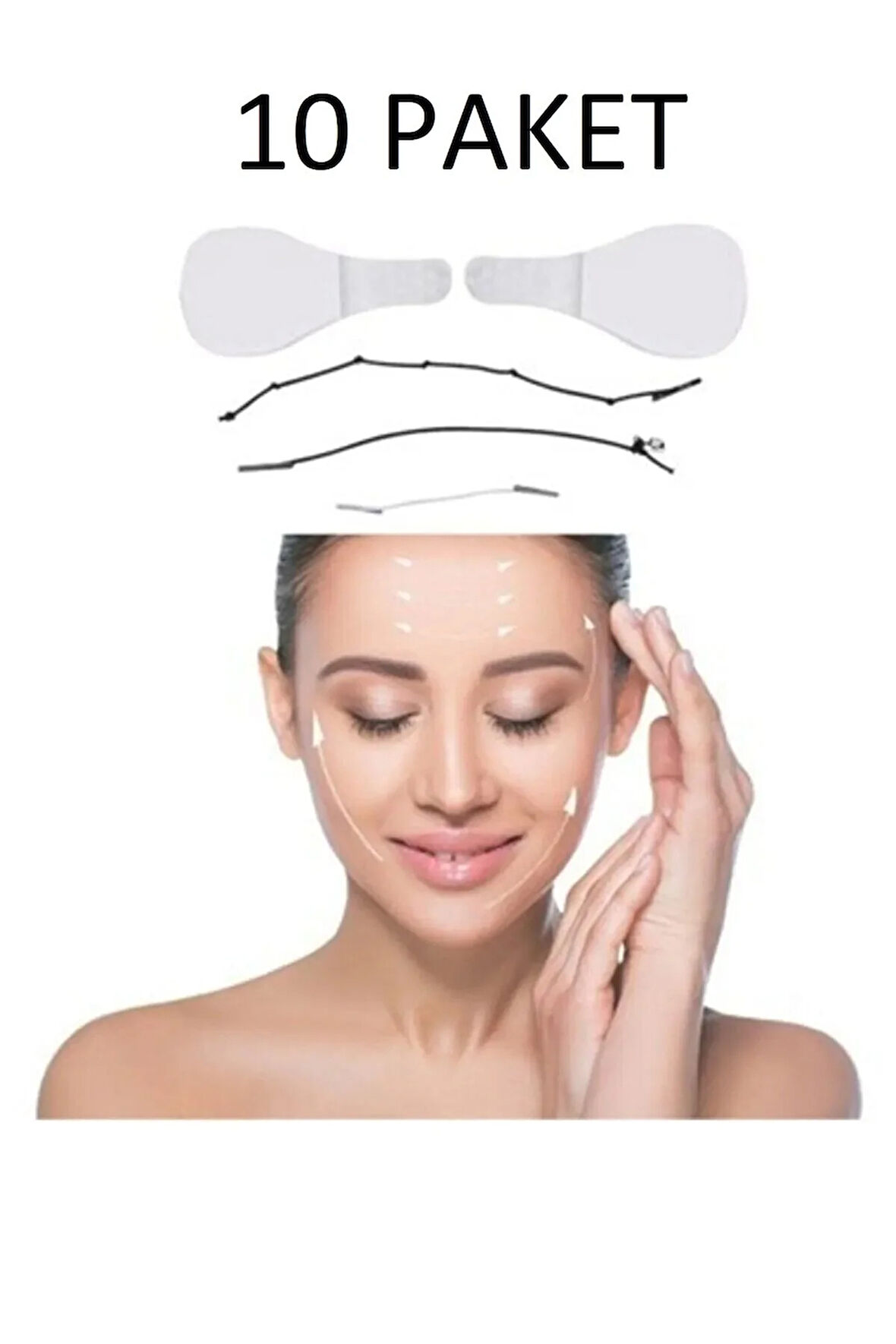 ( 10 PAKET ) 40 Adet Ipli Yüz-kaş-göz-boyun Germe Bantı Ipli Vücut Gerdirme Bantları ( 10 PAKET )