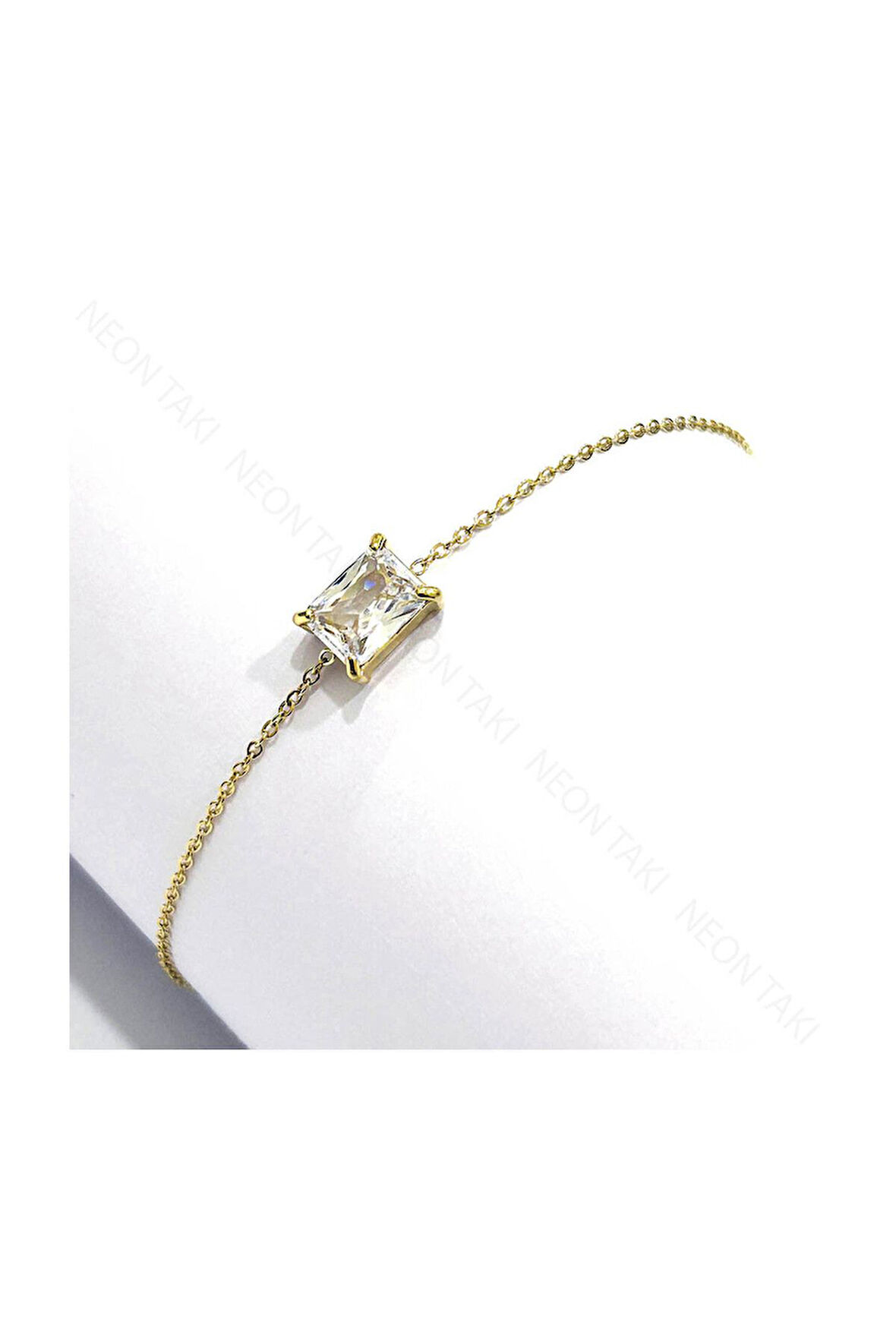 Halhal, Zirkon Taşlı, Kararmayan Paslanmaz Çelik, Altın Renk, Model1