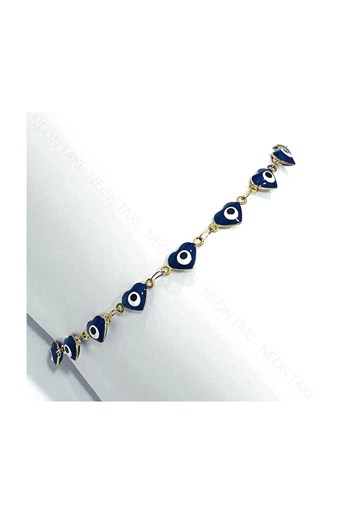 Kalp Ve Nazar Figürlü, Paslanmaz Çelik, Halhal 17, Altın Renk