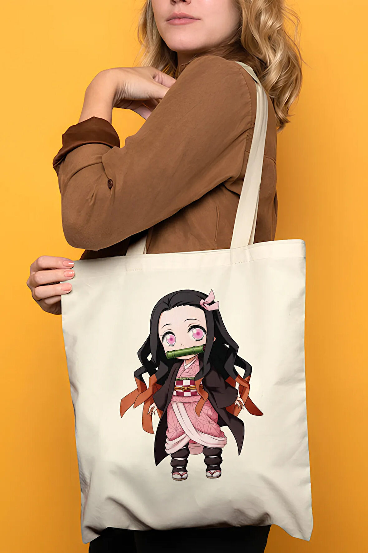 Demon Slayer Nezuko %100 Pamuk Bez Omuz Çantası